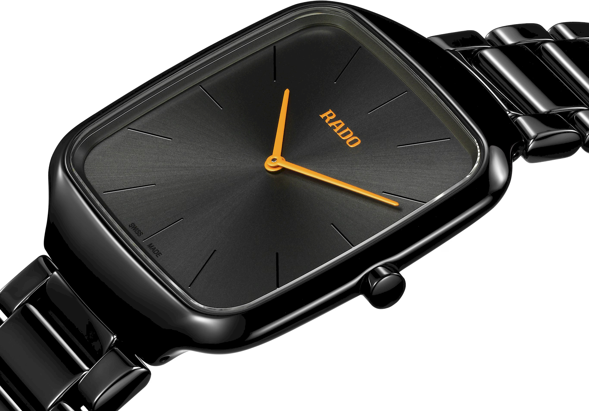 Rado Mens Black Square Watch Rado True Square Men's Black Ceramic